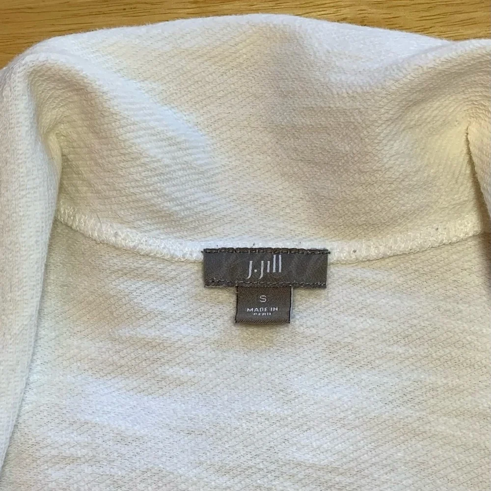 J Jill Ivory French Terry Loose Fit Cardigan with Pockets, Small, EUC